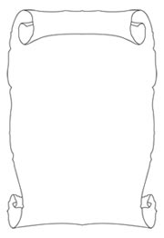 Outlined scroll with symmetrical rolled edges, perfect for sketching or antique-themed illustrations